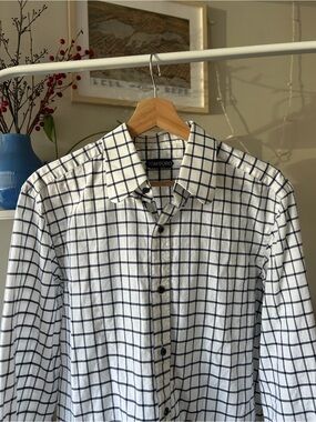 Tom Ford White Shirt with Navy Windowpane Check 16 / 41